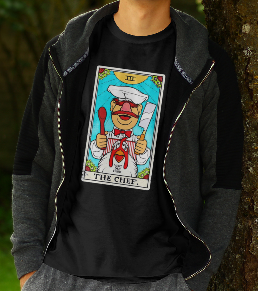 The Chef Tarot Card Vert Der Ferk Spoon Cleaver Chicken T-Shirt