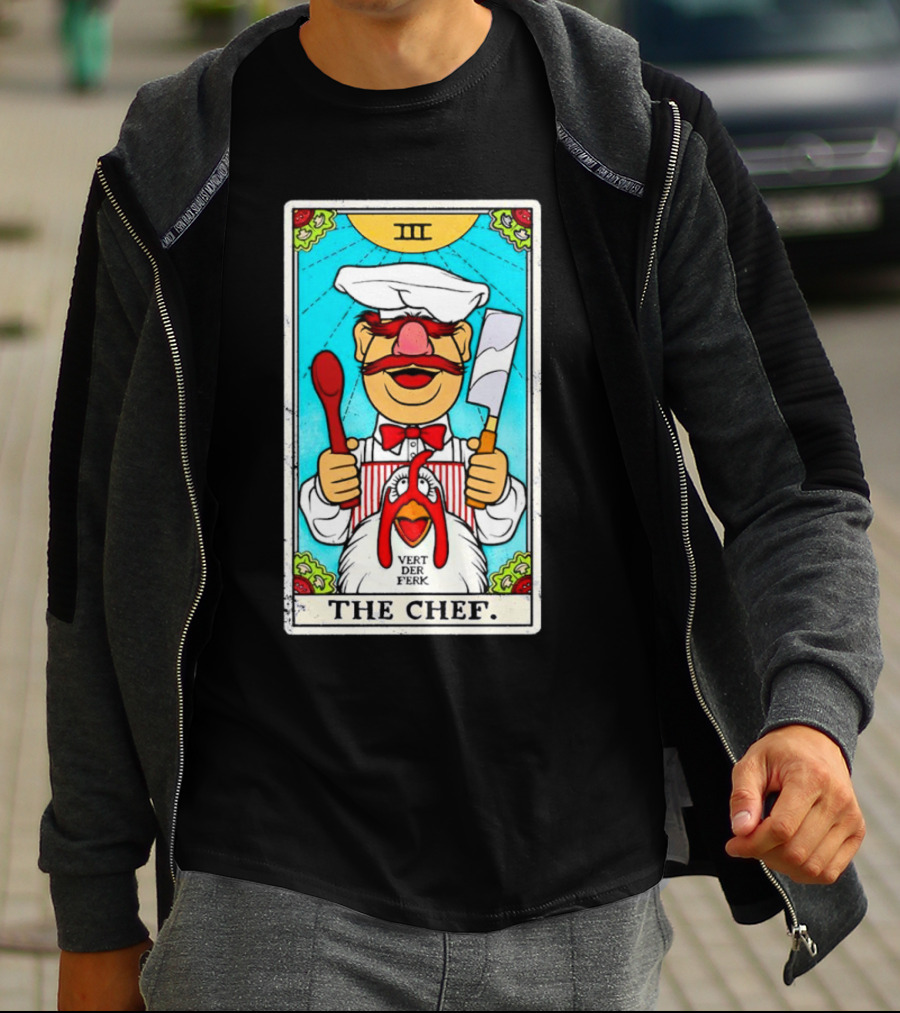 The Chef Tarot Card Vert Der Ferk Spoon Cleaver Chicken T-Shirt