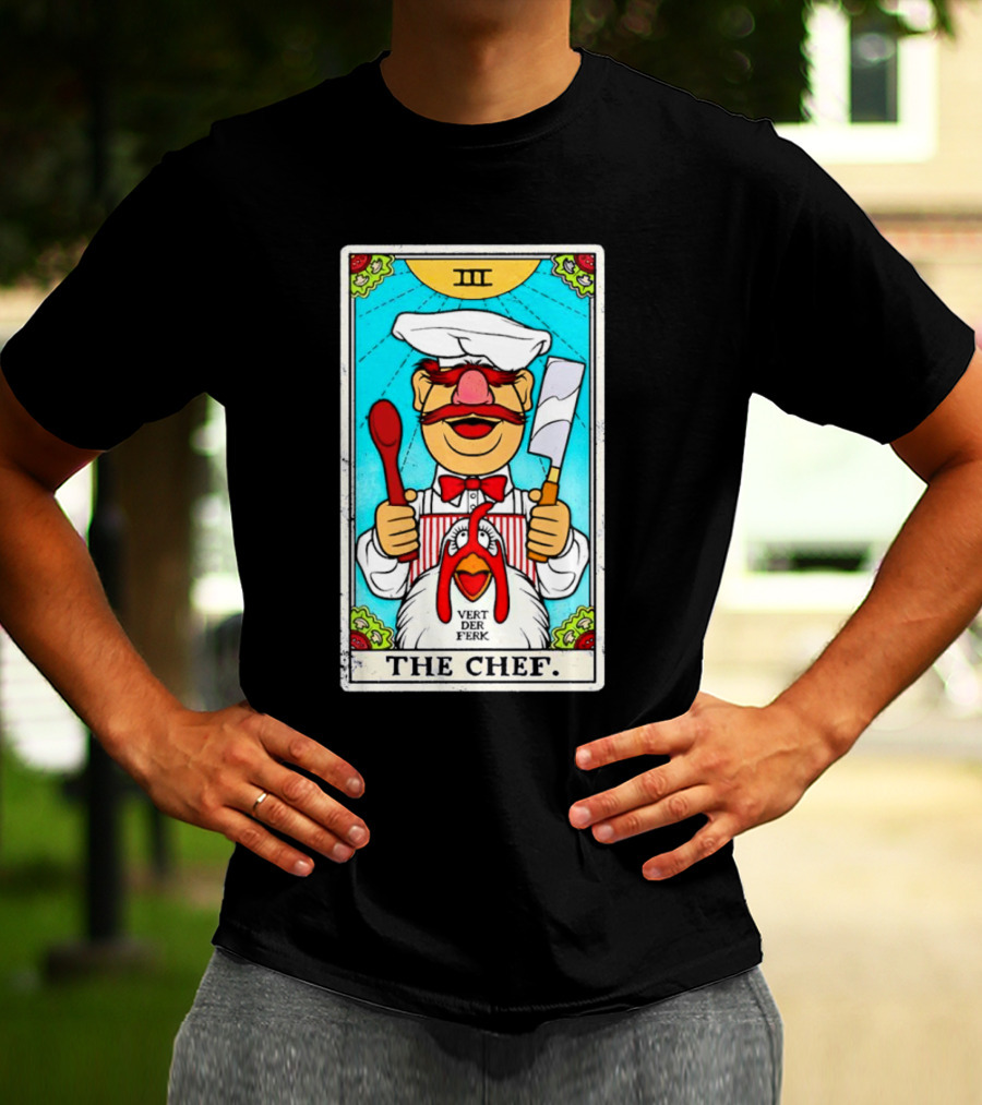 The Chef Tarot Card Vert Der Ferk Spoon Cleaver Chicken T-Shirt