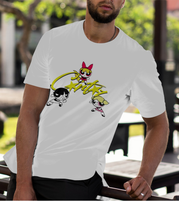 The Powerpuff Girls Corteiz Logo With Characters Buttercup Blossom Bubbles T-Shirt