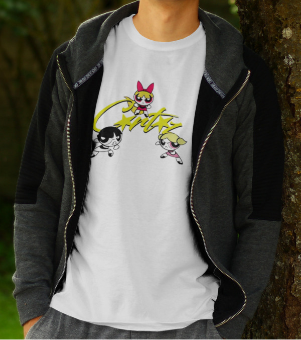 The Powerpuff Girls Corteiz Logo With Characters Buttercup Blossom Bubbles T-Shirt