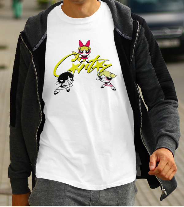 The Powerpuff Girls Corteiz Logo With Characters Buttercup Blossom Bubbles T-Shirt