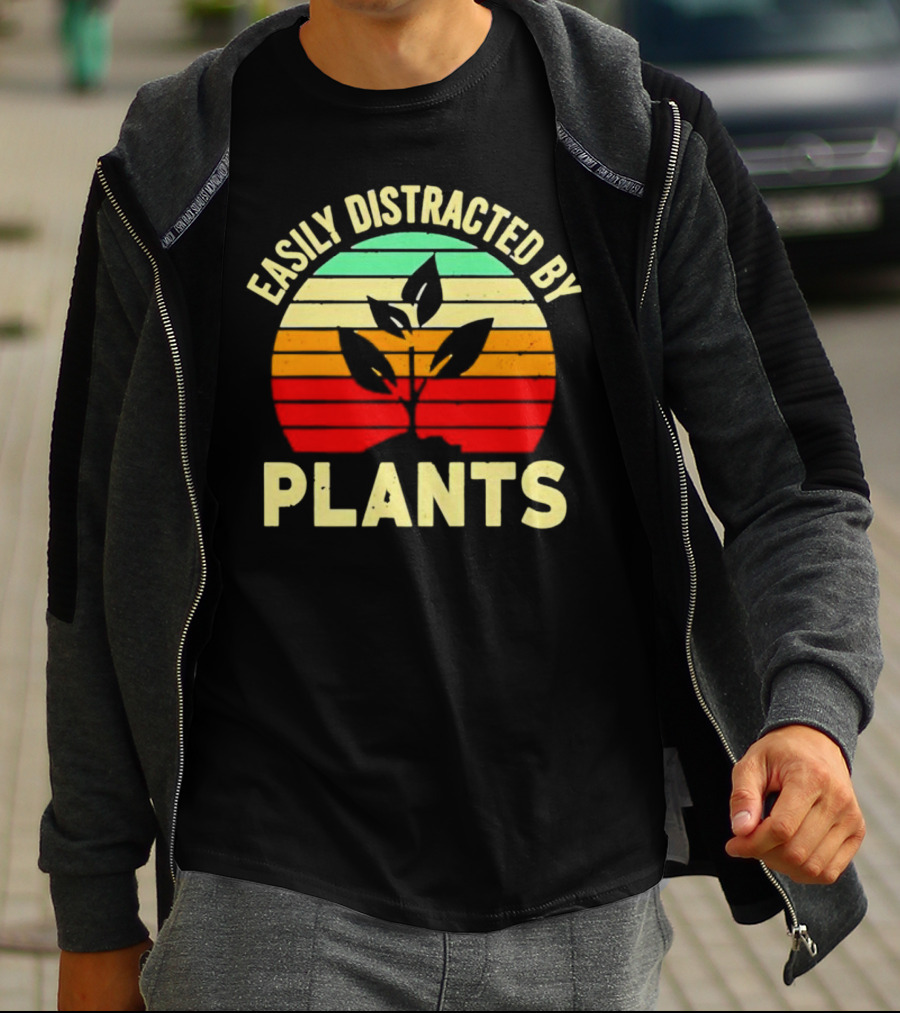 Easily Distracted By Plants Vintage Sunset T-Shirt