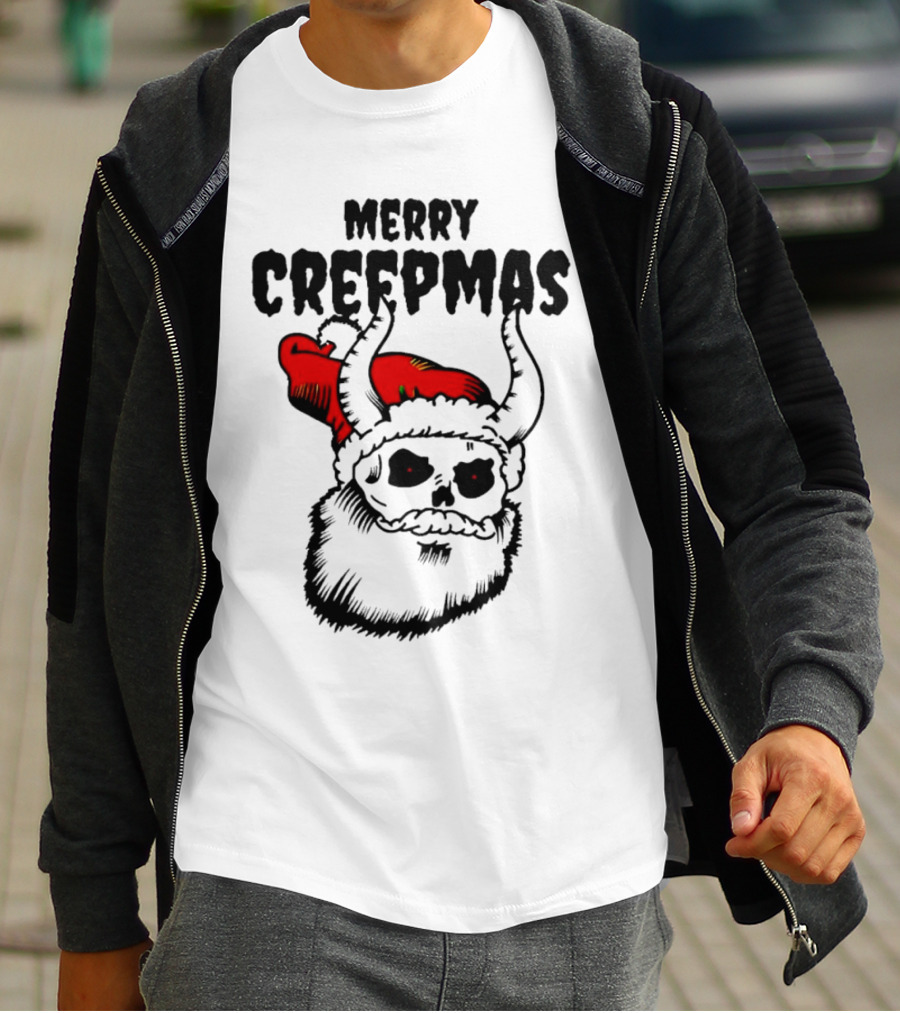 Merry Creepmas Horror Santa Skull Christmas T-Shirt
