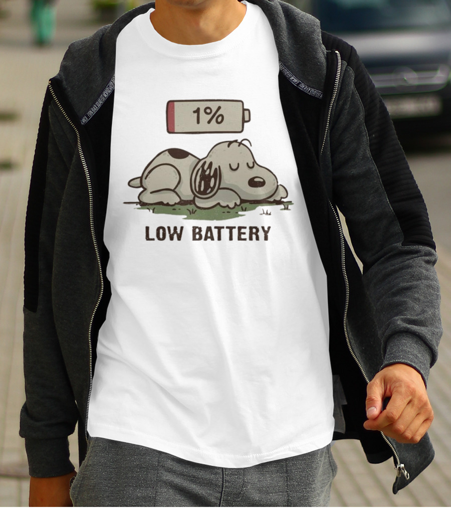Snoopy Peanuts Low Battery 1% Nap T-Shirt
