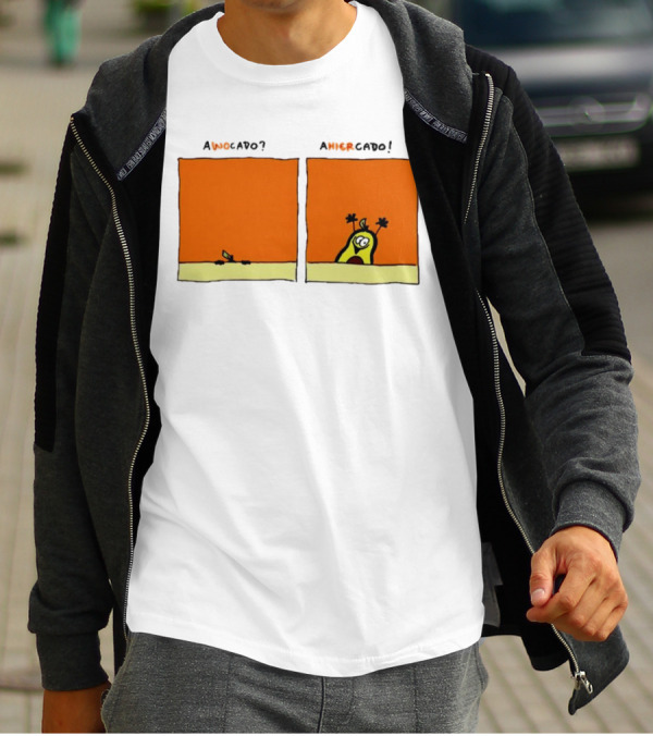 Awocado Ahiercado Funny Avocado Comic Two Panel Joke T-Shirt