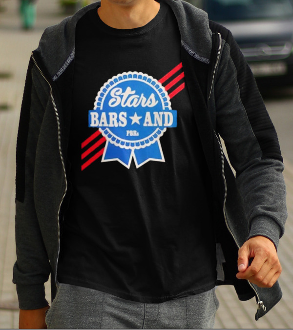 Stars Bars And PBRs Patriotic Blue Ribbon Badge T-Shirt