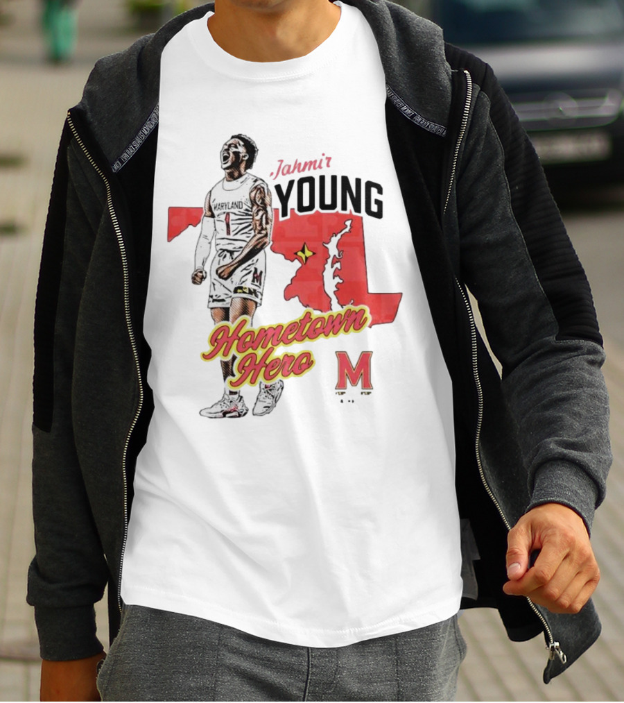 Jahmir Young Hometown Hero Maryland Map Red Star M T-Shirt
