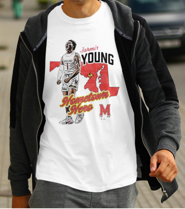 Jahmir Young Hometown Hero Maryland Map Red Star M T-Shirt