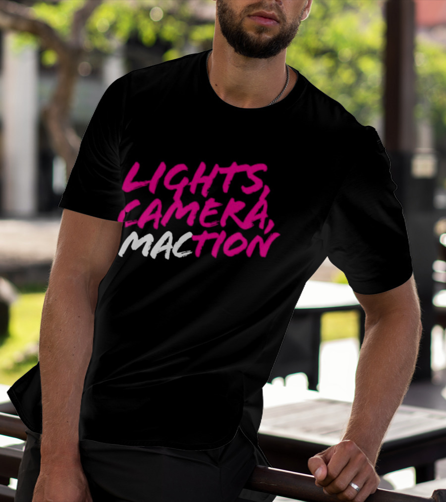 Lights Camera Maction Bold Neon Pink T-Shirt
