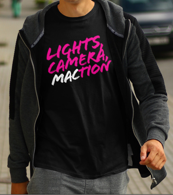 Lights Camera Maction Bold Neon Pink T-Shirt