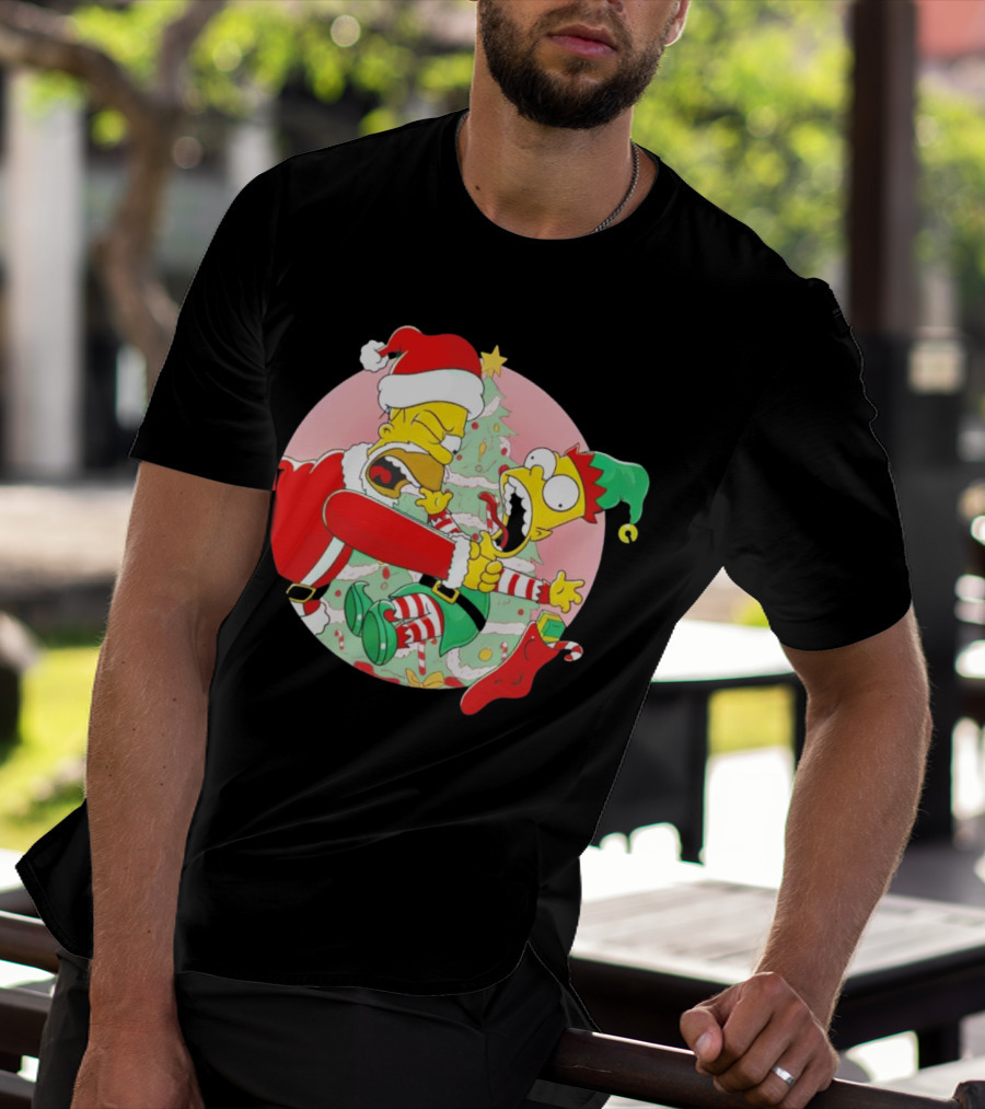 You Are Not Santa's Helper Animated Christmas Family Fight T-Shirt