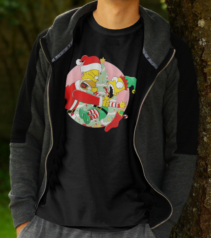 You Are Not Santa's Helper Animated Christmas Family Fight T-Shirt