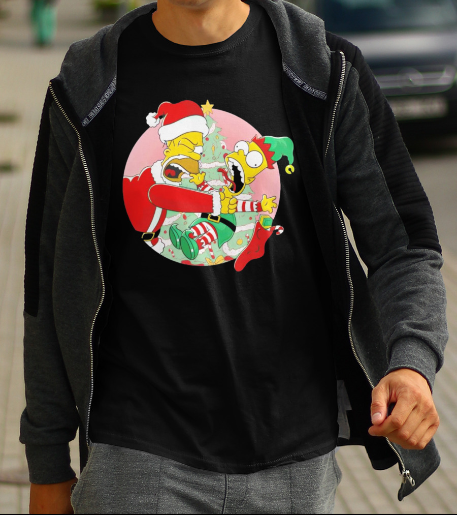 You Are Not Santa's Helper Animated Christmas Family Fight T-Shirt
