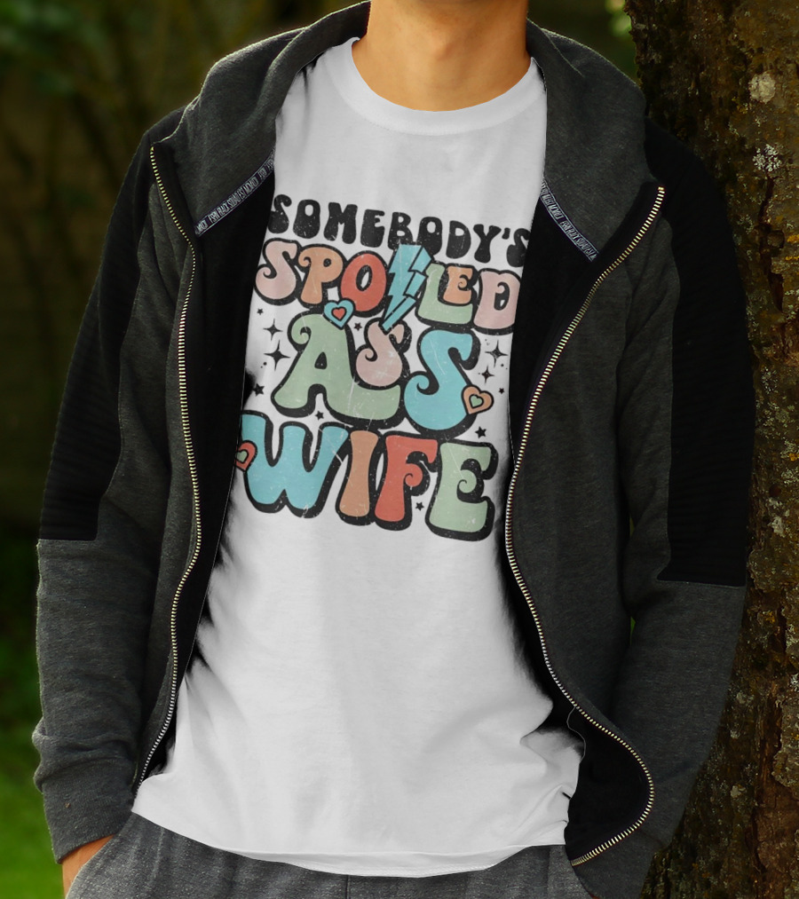 Somebody’s Spoiled Ass Wife Hearts Lightning Bold Retro T-Shirt