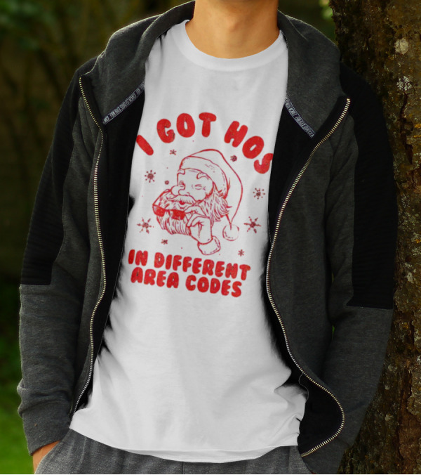 I Got Hos In Different Area Codes Santa Claus Sunglasses Snowflakes T-Shirt