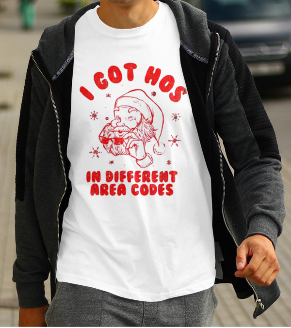 I Got Hos In Different Area Codes Santa Claus Sunglasses Snowflakes T-Shirt