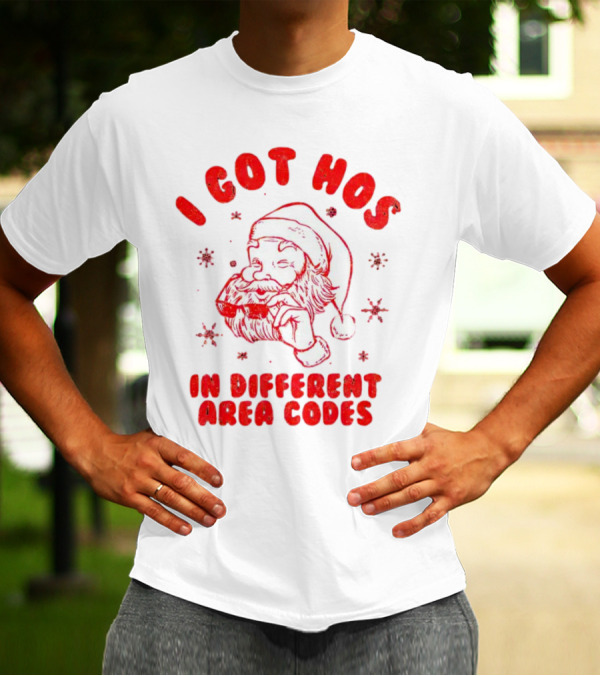 I Got Hos In Different Area Codes Santa Claus Sunglasses Snowflakes T-Shirt