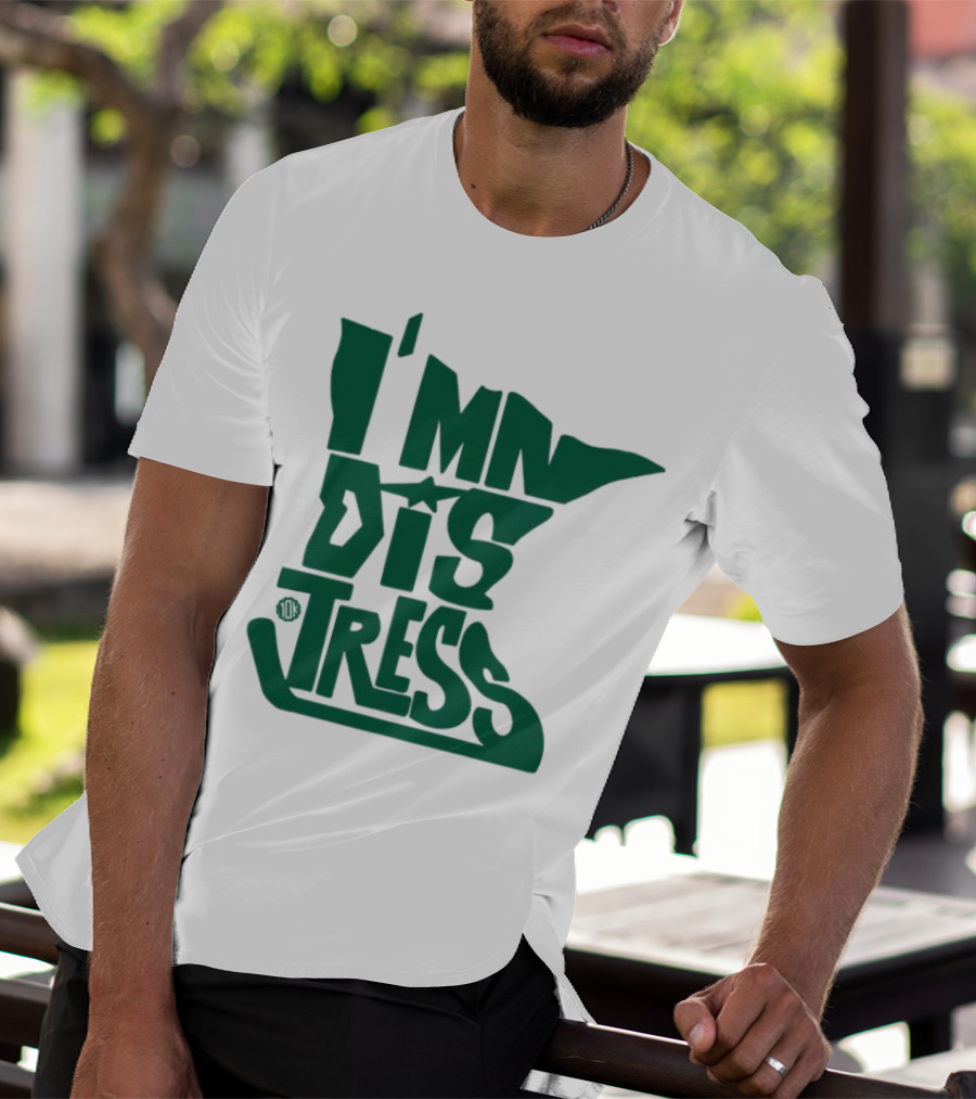 I MN Dis Tress Minnesota Silhouette And Hockey Stick T-Shirt