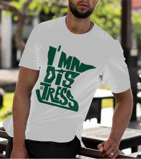 I MN Dis Tress Minnesota Silhouette And Hockey Stick T-Shirt
