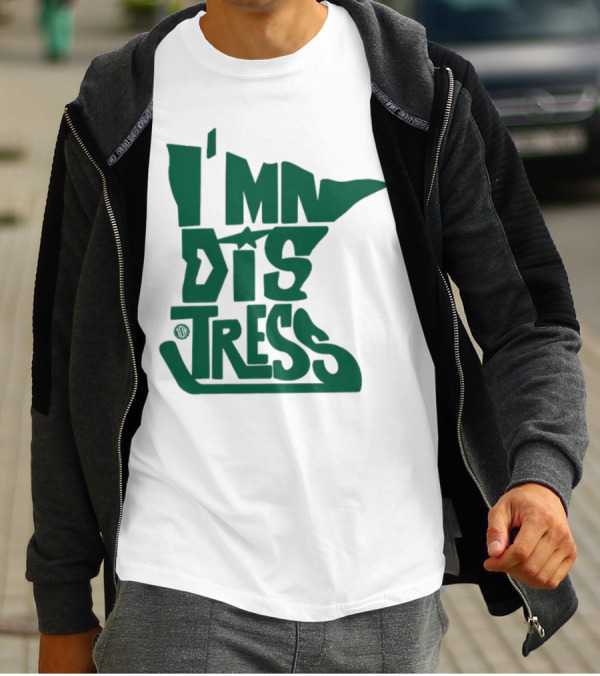 I MN Dis Tress Minnesota Silhouette And Hockey Stick T-Shirt