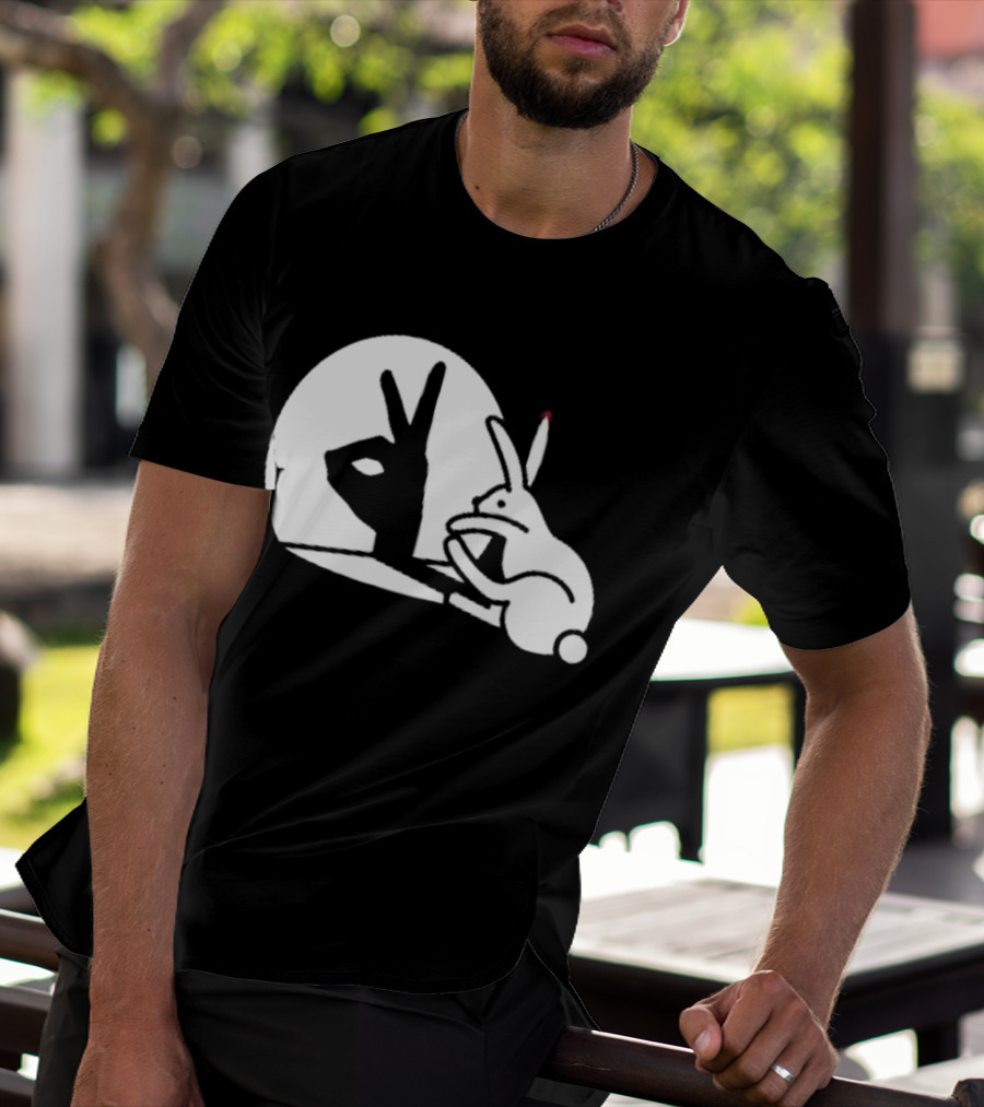 Rabbit Hand Shadow Peace Gesture Optical Illusion T-Shirt