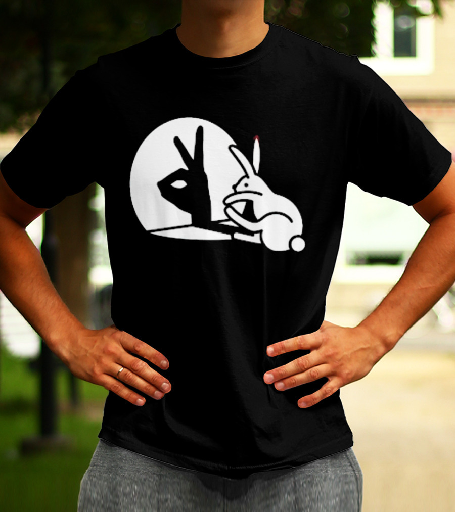 Rabbit Hand Shadow Peace Gesture Optical Illusion T-Shirt