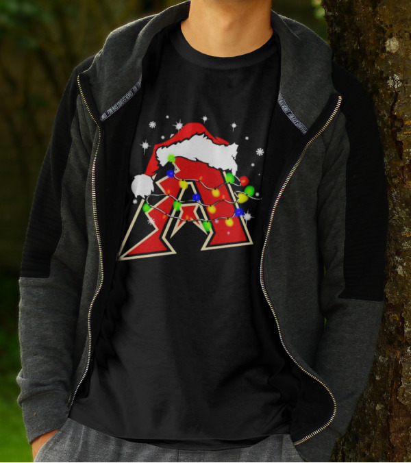 Santa Hat Arizona Diamondbacks Christmas Lights T-Shirt