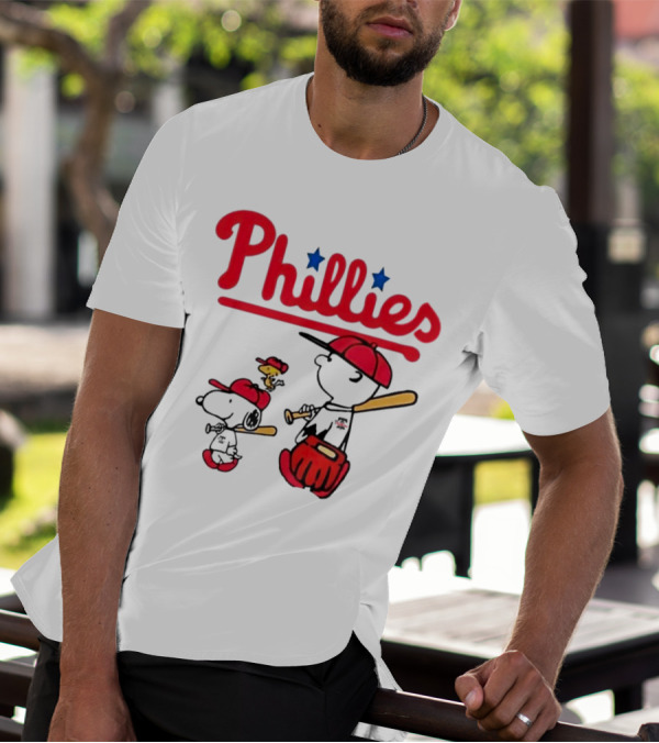 Phillies Snoopy Woodstock Charlie Brown Peanuts Baseball T-Shirt