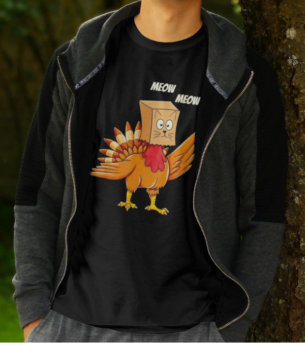 Meow Meow Turkey Cat Thanksgiving T-Shirt