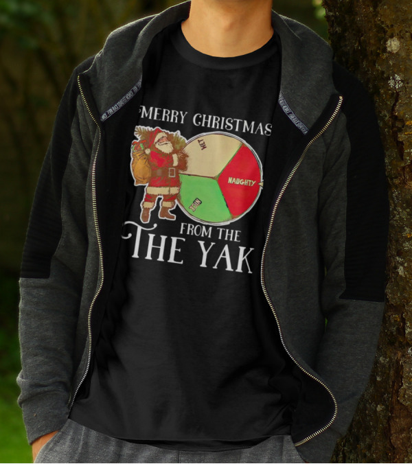 Merry Christmas From The Yak Santa Naughty Nice Wheel T-Shirt
