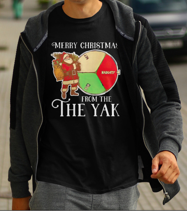 Merry Christmas From The Yak Santa Naughty Nice Wheel T-Shirt