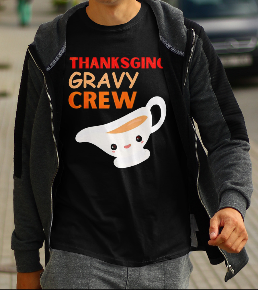 Thanksgiving Gravy Crew Smiling Saucy Boat T-Shirt