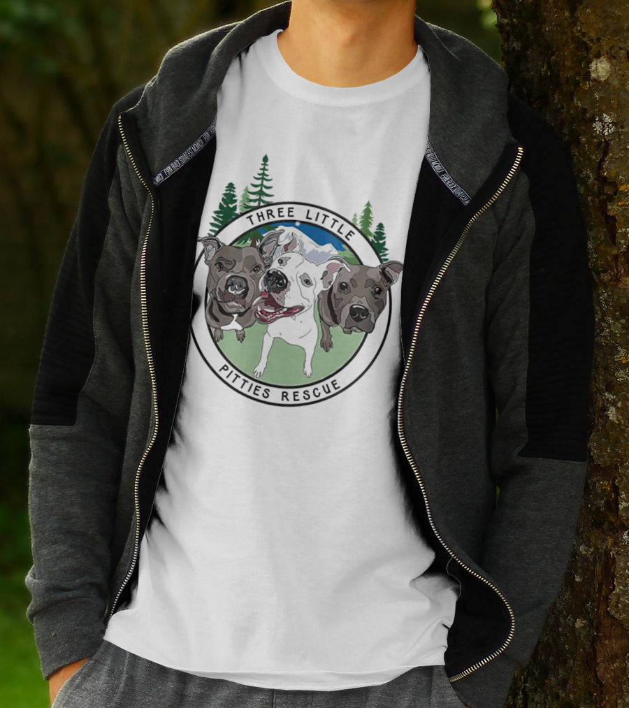 Three Little Pitties Rescue Forest Trio Dogs T-Shirt