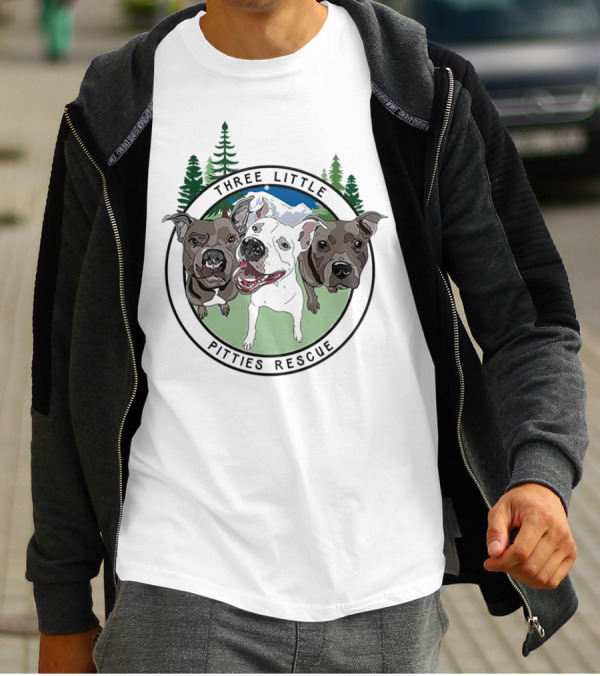Three Little Pitties Rescue Forest Trio Dogs T-Shirt
