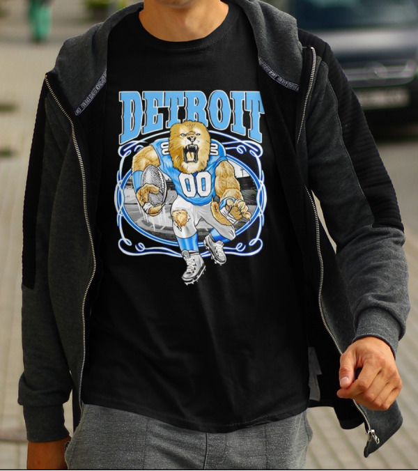 Detroit Lions Football 00 Mascot Running T-Shirt