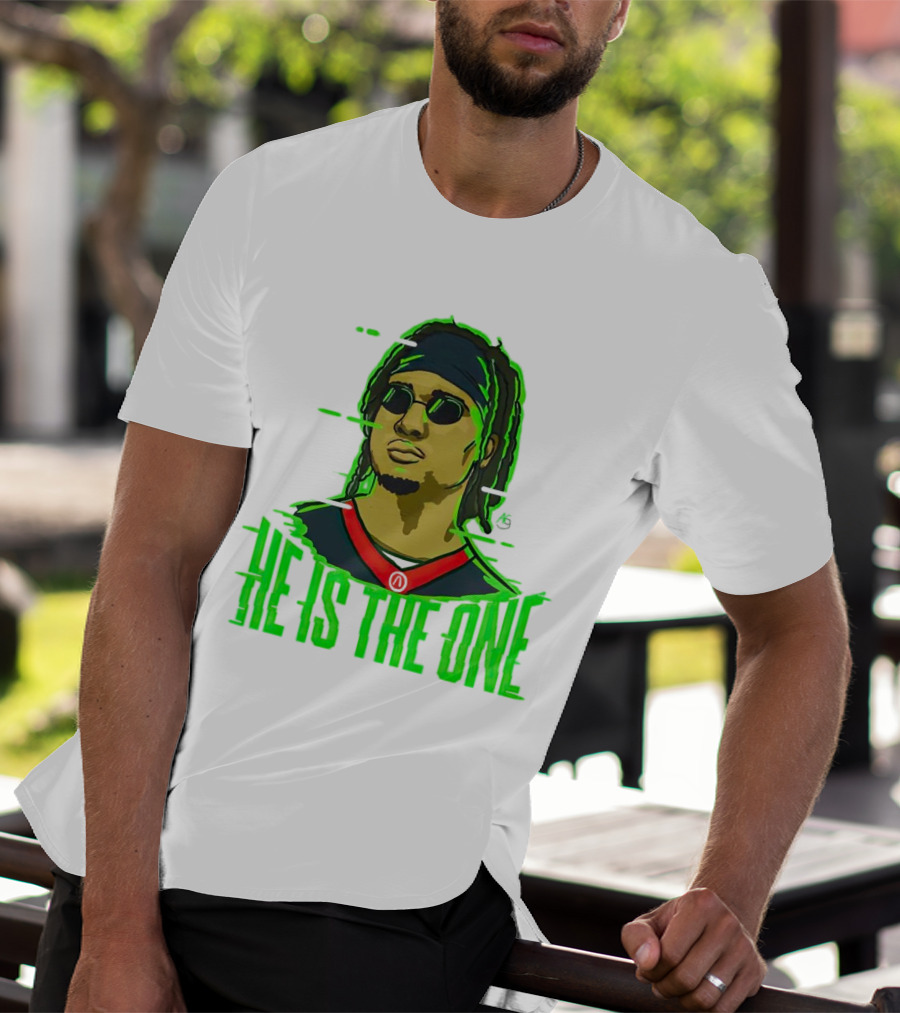He Is The One Cryptic Neon Style Cartoon T-Shirt