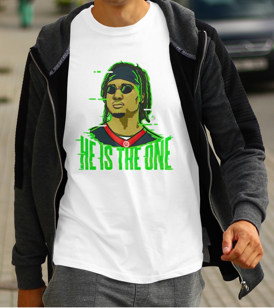 He Is The One Cryptic Neon Style Cartoon T-Shirt