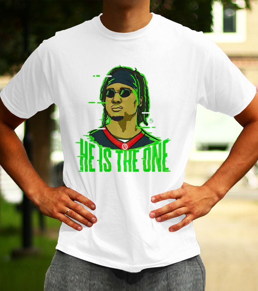 He Is The One Cryptic Neon Style Cartoon T-Shirt