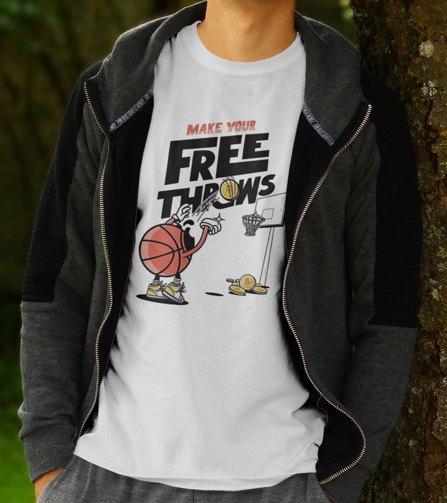 Make Your Free Throws Basketball Cartoon Coin Scoring T-Shirt