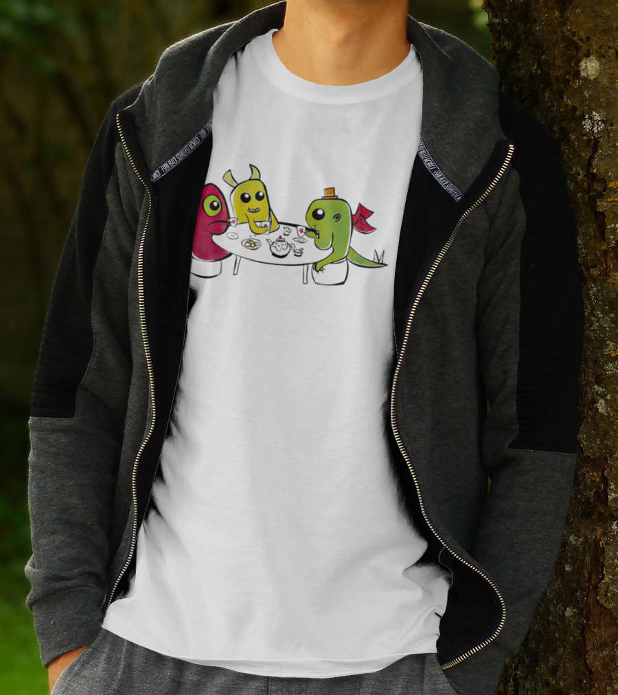 Monster Tea Party At Table With Cookies And Teacups T-Shirt