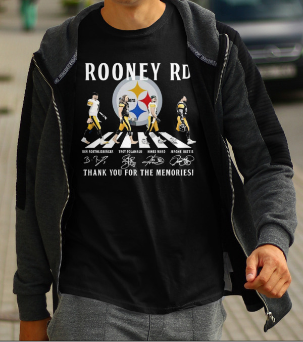 Rooney Rd Pittsburgh Steelers Ben Roethlisberger Troy Polamalu Hines Ward Jerome Bettis Thank You For The Memories Signatures T-Shirt