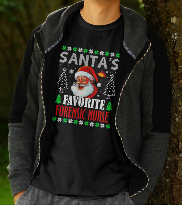 Santa's Favorite Forensic Nurse Christmas Holiday T-Shirt