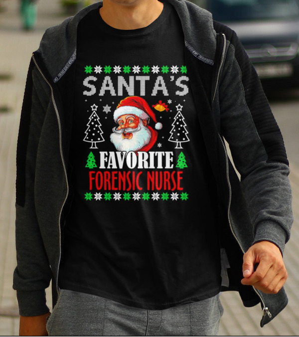 Santa's Favorite Forensic Nurse Christmas Holiday T-Shirt