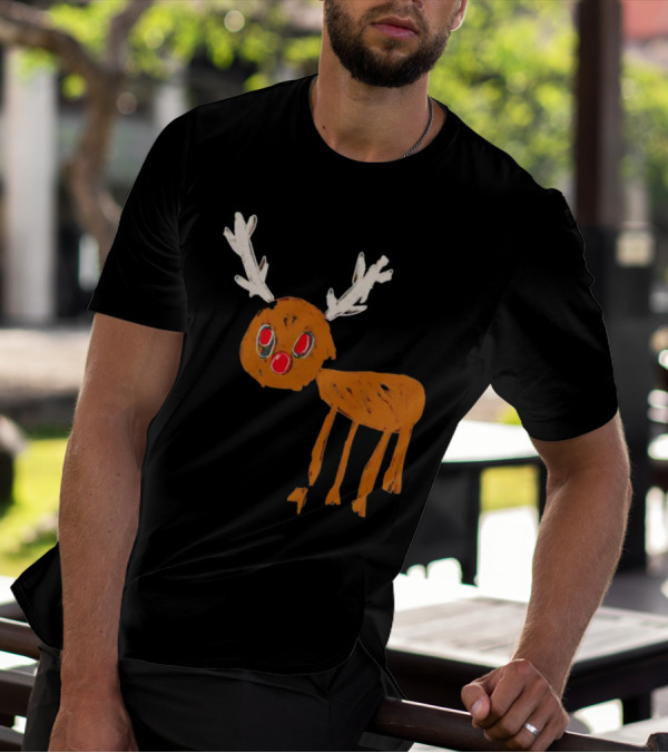 Reindeer Ugly Holiday Rudolf Drawing T-Shirt