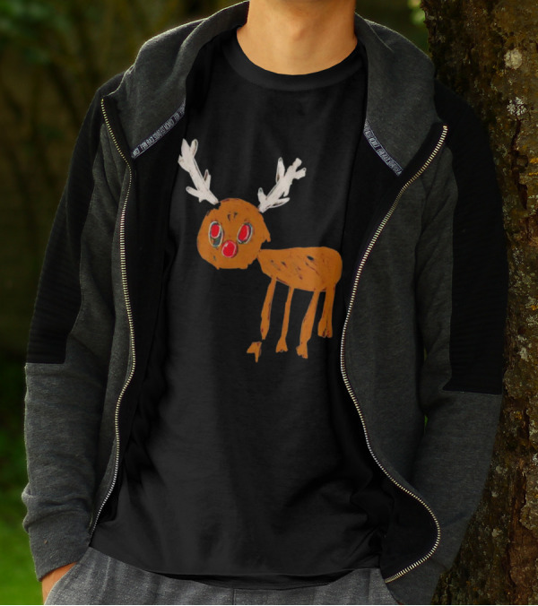 Reindeer Ugly Holiday Rudolf Drawing T-Shirt