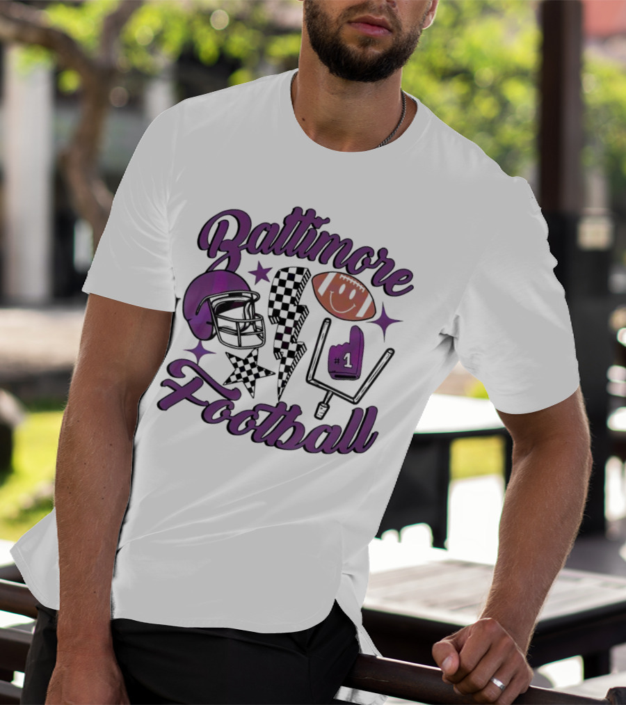 Baltimore Football NFL Team Helmet Smile Number One T-Shirt