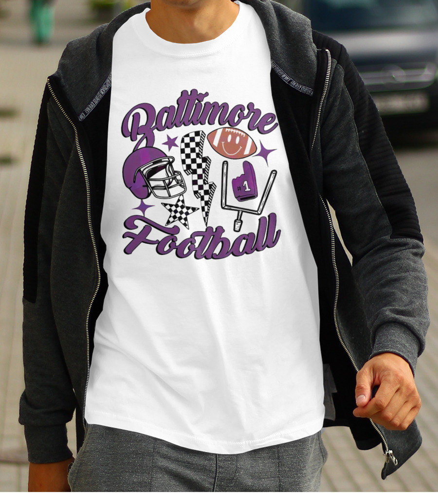 Baltimore Football NFL Team Helmet Smile Number One T-Shirt