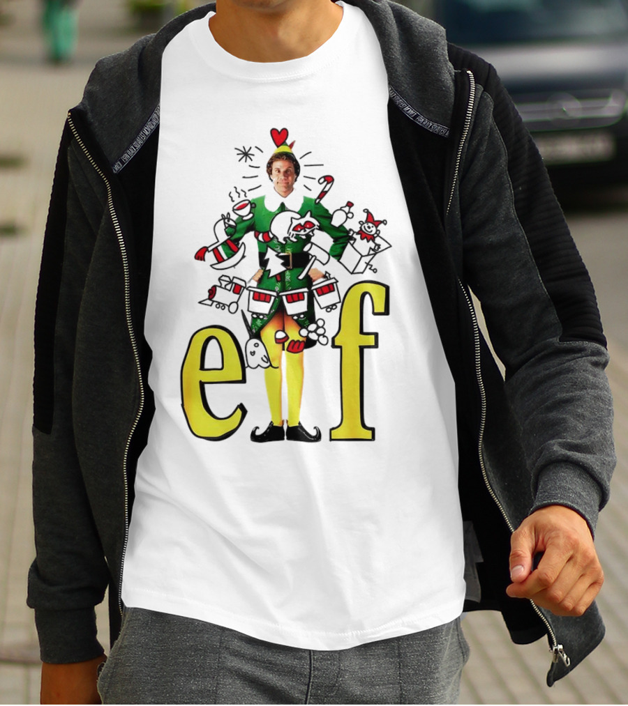 Elf Movie Inspired Christmas Sketch Design Featuring Iconic Character T-Shirt