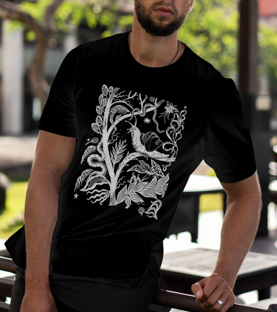 Elispencer November Enchanted Forest Snail Motif T-Shirt